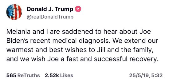 红河配资 特朗普就拜登前列腺癌诊断祝愿其 “早日顺利康复”